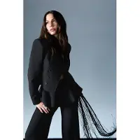 Trendyol TRENDYOLMİLLA Dames Zwart Effen Lang Regular fit Blazers