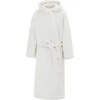 Linea Fleece-badjas met capuchon en lange mouwen voor dames (Grijs)