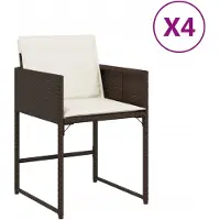 VMP 4x Tuinstoel met Kussen, Stabiel Rotan voor Balkon en Terras