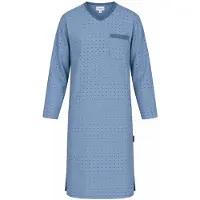 Comtessa Comte - Heren Nachthemd Lange Mouw – Lichtblauwe Print – 100% katoen - maat 4XL