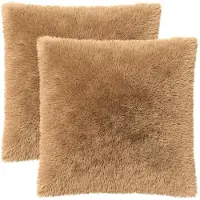 vidaXL Kussensloop 2 st HEERLEN Taupe 80 x 80 cm PV Fleece