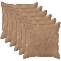 vidaXL Kussensloop 6 st HOUTEN Taupe 70 x 70 cm Microfiber Fleece