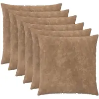 vidaXL - Kussensloop - 6 - pcs - HEERLEN - Taupe - 65 - x - 65 - cm - Microfiber - Fleece