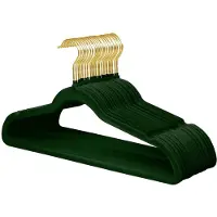Famanu – Kleerhangers van fluweel met 360° draaibare gouden haak, 22 stuks, groen