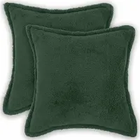 vidaXL Kussensloop 2 st HOUTEN Donkergroen 45 x 45 cm Bouclé