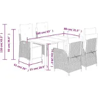 vidaXL 5-delige tuinset met kussens, zwart, van polyrotan
