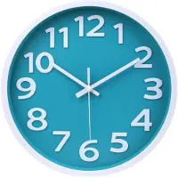 Dripio Wandklok 12 inch, geruisloos, analoog, blauw, grote cijfers, op batterijen