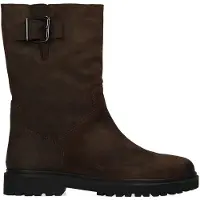 Manfield Donkerbruine leren boots met gesp | Maat 40