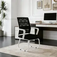 Selius Bureaustoel White-Black - Comfortabel Kantoormeubilair - Metaal Frame - Voor Volwassenen - Computerstoel