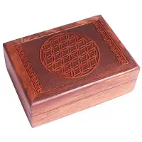 Bahadra Tarotdoos Bloem van het leven gegraveerd - 17,5x13x6,5 cm