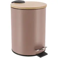 Tendance Badkamer prullenbak/afvalbak Bamboo vibe - soft close - taupe - 3 liter - metaal