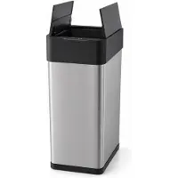 Five Stars Sensor Prullenbak 60 Liter – RVS Afvalbak met Dubbele Klepopening – Soft Close – Zilver