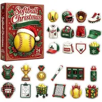 Snq Softbal Adventskalender – 24 Dagen – Adventskalender – 2D Acryl Ornamenten – Voor Sportliefhebbers – Kerstboom en Muurdecoratie