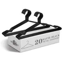 Famanu – 16,5 inch Heavy Duty matzwarte metalen hangers 20 stuks, draad zwarte kleerhangers voor jas, pak, shirts, jurk, broek, hemdje trouwjurk (zwart, 20 stuks)