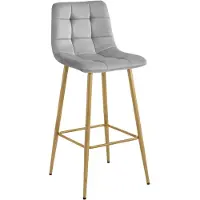 Hobby Hall ARCETO Barkruk – Grijs Velvet – Eikenkleurige Metalen Poten – Modern Design – Voor Keukeneiland, Bar en Keuken