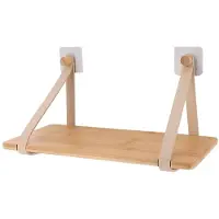 Tendance Étagère en bambou avec lanières en simili cuir à coller ou à fixer beige