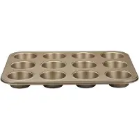 Alpina Muffinvorm 35x26,5x3cm - Bakvorm voor 12 Muffins - Anti-aanbaklaag - Ovenbestendig - Geschikt voor Dagelijks Gebruik in de Keuken - Gemaakt van Metaal - Kleur Goud - Praktisch Bakaccessoire