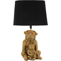 Mauro Ferretti Tafel lamp, vorm van een hond (Mops), polyresin, 26x43,8 cm, goud/zwart,