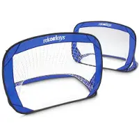 Merkloos Voetbaldoel - Pop-up - 80 x 120 x 80 cm - Set van 2 - Donkerblauw