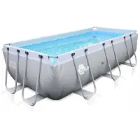 Merkloos Zwembad rechthoekig - Stalen frame - 396 x 207 x 100 cm - Grijs - Tuin en terras