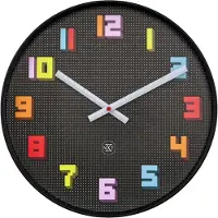 NXt - 7372ZW - Wandklok - 35cm - zwart - Game
