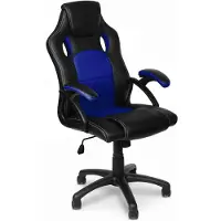 Selius Bureaustoel Blauw Kunstleer - Ergonomische Directiestoel - 150 kg Belastbaar - Voor Kantoor En Thuis - Draaistoel