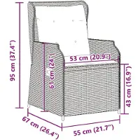 vidaXL Tuinstoelen 2 st verstelbaar met kussens poly rattan bruin