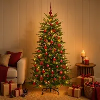vidaXL Kunstmatige Hinged Kerstboom 120 cm 150 LED's Warmwit PE & PVC