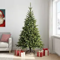 vidaXL Kunstmatige Hinged Kerstboom 210 cm PVC en Metalen Groen
