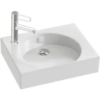 Dripio Keramisch wastafelmeubel, 45x36 cm, met aansluiting voor mengkraan aan de linkerkant, modern design