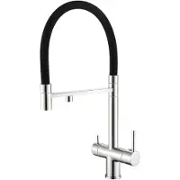 Dripio Keukenmengkraan, 3-in-1, messing, 360° draaibaar, dubbele hendel, voor drinkwater
