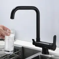 Dripio Keukenmengkraan, 3-in-1, inklapbaar, 360° draaibaar, 2 handgrepen, messing, zwart