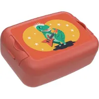 Day To Day Dino Set – Lunchbox 800ml, Drinkfles 450ml, set van broodtrommel en herbruikbare fles met dinosaurus print – BPA-vrij, Recyclebaar & Vaatwasmachinebestendig – Oranje