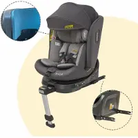 HAUSS SPOLE Autostoeltje - 360 Graden Draaibaar Met Isofix En Ligfunctie - Voor Baby En Kind In Auto - i Size R129 - Stof Zwart Grijs