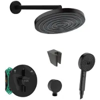 SANITINO - Doucheset met inbouwkraan en inbouwdeel hansgrohe, accessoires kielle, mat zwart SANI21HHK400