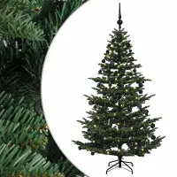 vidaXL - Kunstkerstboom - met - kerstbal - 210 - cm - 300 - LED's - Warmwit - PE - & - PVC