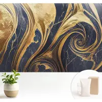 Wallfluent Fotobehang - Marine Vliesbehang - 104x70 cm - Marmerpatronen Muurschildering - Gang behang Abstractie - Fotobehang Vlies - Slaapkamer behang