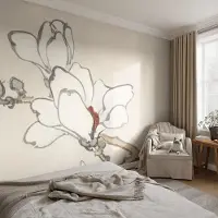 Coloray Vliesbehang - Wit Snellijm Behang - 312x219 cm - Delicate Magnolia'S Muurschildering - Slaapkamer behang Bloemen En Planten - Fotobehang Vlies - Gang behang