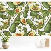Wallfluent Fotobehang - Groente Vliesbehang - 104x70 cm - Avocado-Patroon Muurschildering - Gang behang Voedsel - Fotobehang Vlies - Slaapkamer behang