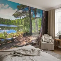 Coloray Vliesbehang - Groente Snellijm Behang - 250x250 cm - Boslandschap Fotobehang Vlies - Woonkamer behang Landschappen - Muurschildering - Hal behang