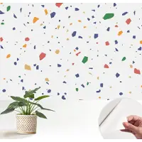 Wallfluent Zelfklevend Fotobehang - Wit Vliesbehang - 152x104 cm - Regenboogstukjes Fotobehang - Woonkamer behang Achtergronden En Patronen - Polyester Behang - Luchtbelvrij Behang