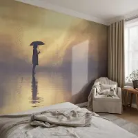Coloray Vliesbehang - Beige Snellijm Behang - 208x146 cm - Mysterieuze Scène Fotobehang Vlies - Hal behang Landschappen - Muurschildering - Woonkamer behang