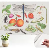Wallfluent Zelfklevend Fotobehang - Wit Vliesbehang - 104x70 cm - Natuurillustratie Behang Zonder Lijm - Gang behang Bloemen En Planten - Scheurbestendig Behang - Bubble Free Behang