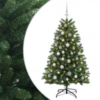 vidaXL - Kunstkerstboom - middengroen - met - kerstbal - 150 - cm - 150 - LED's