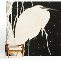 Wallfluent Zelfklevend Fotobehang - Wit Vliesbehang - 250x250 cm - Wintervogel Fotobehang - Woonkamer behang Dieren - Behang Zonder Lijm - Scheurbestendig Behang