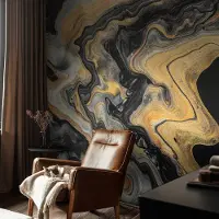 Coloray Vliesbehang - Zwart Snellijm Behang - 250x104 cm - Caleidoscoop Van Lijnen Fotobehang Vlies - Woonkamer behang Abstractie - Muurschildering - Woonkamer behang