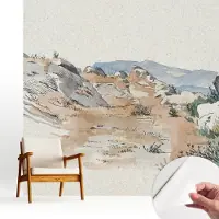 Wallfluent Zelfklevend Fotobehang - Beige Vliesbehang - 250x250 cm - Rotslandschap Behang Zonder Lijm - Gang behang Landschappen - Scheurbestendig Behang - Bubble Free Behang