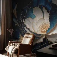 Coloray Vliesbehang - Wit Snellijm Behang - 104x70 cm - Bloemenpatroon Fotobehang Vlies - Hal behang Bloemen En Planten - Muurschildering - Woonkamer behang