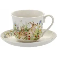 Marco polo Porseleinen Paas mok met schotel 400ml - Pastel Zwijntje