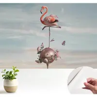 Wallfluent Zelfklevend Fotobehang - Blauw Vliesbehang - 104x70 cm - Elegante Flamingo Fotobehang - Woonkamer behang Dieren - Behang Zonder Lijm - Scheurbestendig Behang